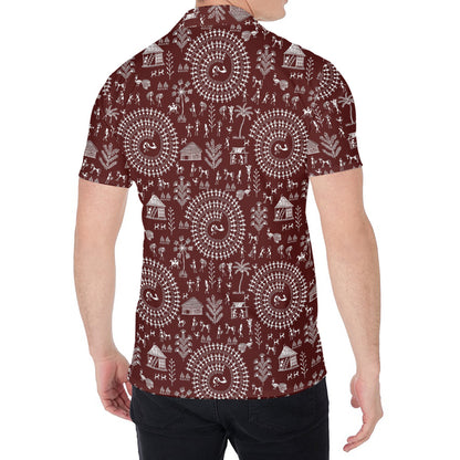 Red And White Warli Tribal Print Men's Shirt