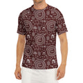 Red And White Warli Tribal Print Men's Short Sleeve Rash Guard