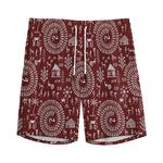 Red And White Warli Tribal Print Men's Sports Shorts