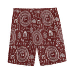 Red And White Warli Tribal Print Men's Sports Shorts