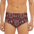 Red And White Warli Tribal Print Men's Triangle Swim Briefs