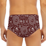 Red And White Warli Tribal Print Men's Triangle Swim Briefs