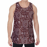 Red And White Warli Tribal Print Men's Velvet Tank Top