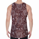 Red And White Warli Tribal Print Men's Velvet Tank Top