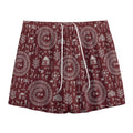 Red And White Warli Tribal Print Mesh Shorts
