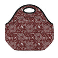 Red And White Warli Tribal Print Neoprene Lunch Bag