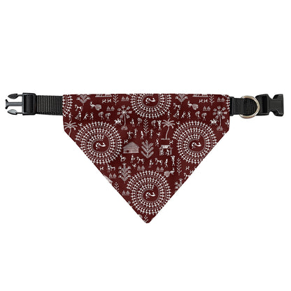 Red And White Warli Tribal Print Over The Collar Dog Bandana