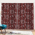 Red And White Warli Tribal Print Pencil Pleat Curtains