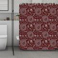 Red And White Warli Tribal Print Polyester Shower Curtain
