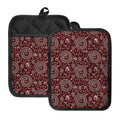 Red And White Warli Tribal Print Pot Holders With Pocket