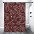 Red And White Warli Tribal Print Premium Shower Curtain