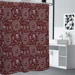 Red And White Warli Tribal Print Premium Shower Curtain