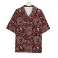 Red And White Warli Tribal Print Rayon Hawaiian Shirt