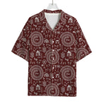 Red And White Warli Tribal Print Rayon Hawaiian Shirt