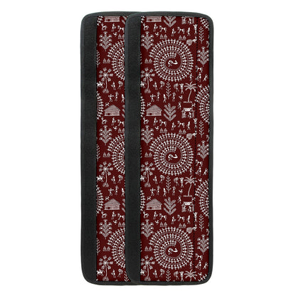 Red And White Warli Tribal Print Refrigerator Handle Covers