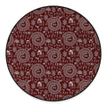 Red And White Warli Tribal Print Round Floor Mat