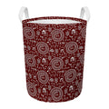 Red And White Warli Tribal Print Round Laundry Basket