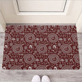 Red And White Warli Tribal Print Rubber Doormat