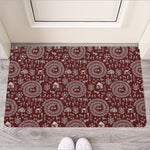 Red And White Warli Tribal Print Rubber Doormat