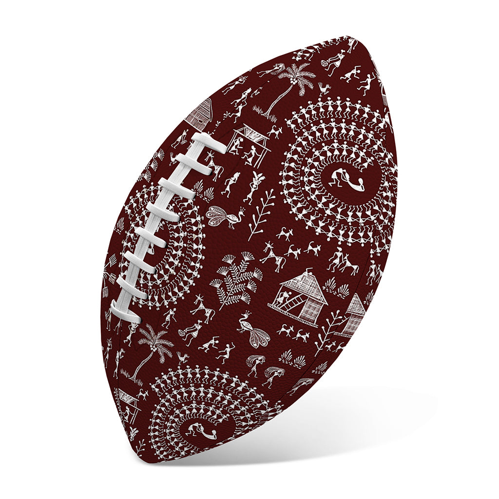 Red And White Warli Tribal Print Rugby Ball