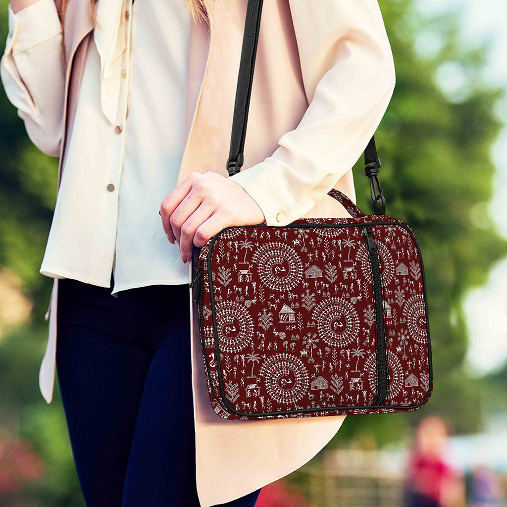Red And White Warli Tribal Print Shoulder Strap Bible Bag