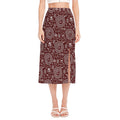Red And White Warli Tribal Print Side Slit Midi Skirt