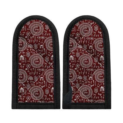 Red And White Warli Tribal Print Skillet Handle Cover