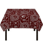Red And White Warli Tribal Print Tablecloth