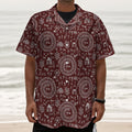Red And White Warli Tribal Print Textured Short Sleeve Shirt