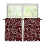 Red And White Warli Tribal Print Tier Curtains