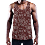 Red And White Warli Tribal Print Training Tank Top
