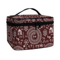 Red And White Warli Tribal Print Travel Makeup Bag