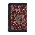 Red And White Warli Tribal Print Trifold Wallet