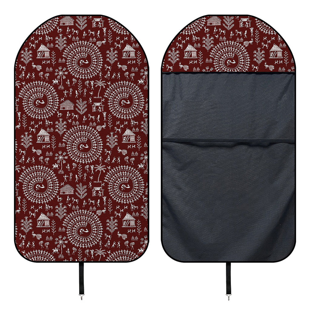 Red And White Warli Tribal Print Waterproof Car Seat Cover
