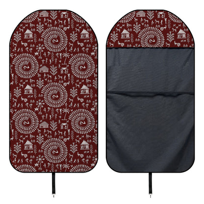 Red And White Warli Tribal Print Waterproof Car Seat Cover