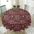 Red And White Warli Tribal Print Waterproof Round Tablecloth