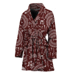 Red And White Warli Tribal Print Women's Bathrobe