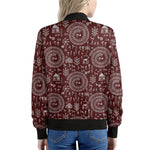 Red And White Warli Tribal Print Women's Bomber Jacket