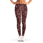 Red And White Warli Tribal Print Women's Leggings