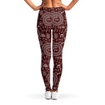 Red And White Warli Tribal Print Women's Leggings