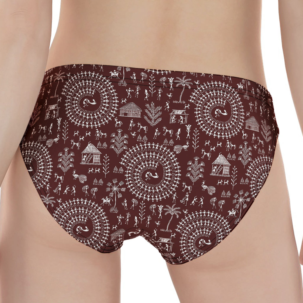 Red And White Warli Tribal Print Women's Panties