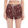 Red And White Warli Tribal Print Women's Split Running Shorts