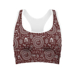 Red And White Warli Tribal Print Women's Sports Bra