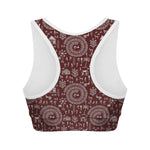 Red And White Warli Tribal Print Women's Sports Bra