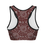 Red And White Warli Tribal Print Women's Sports Bra