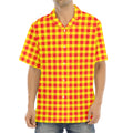 Red And Yellow Check Pattern Print Aloha Shirt