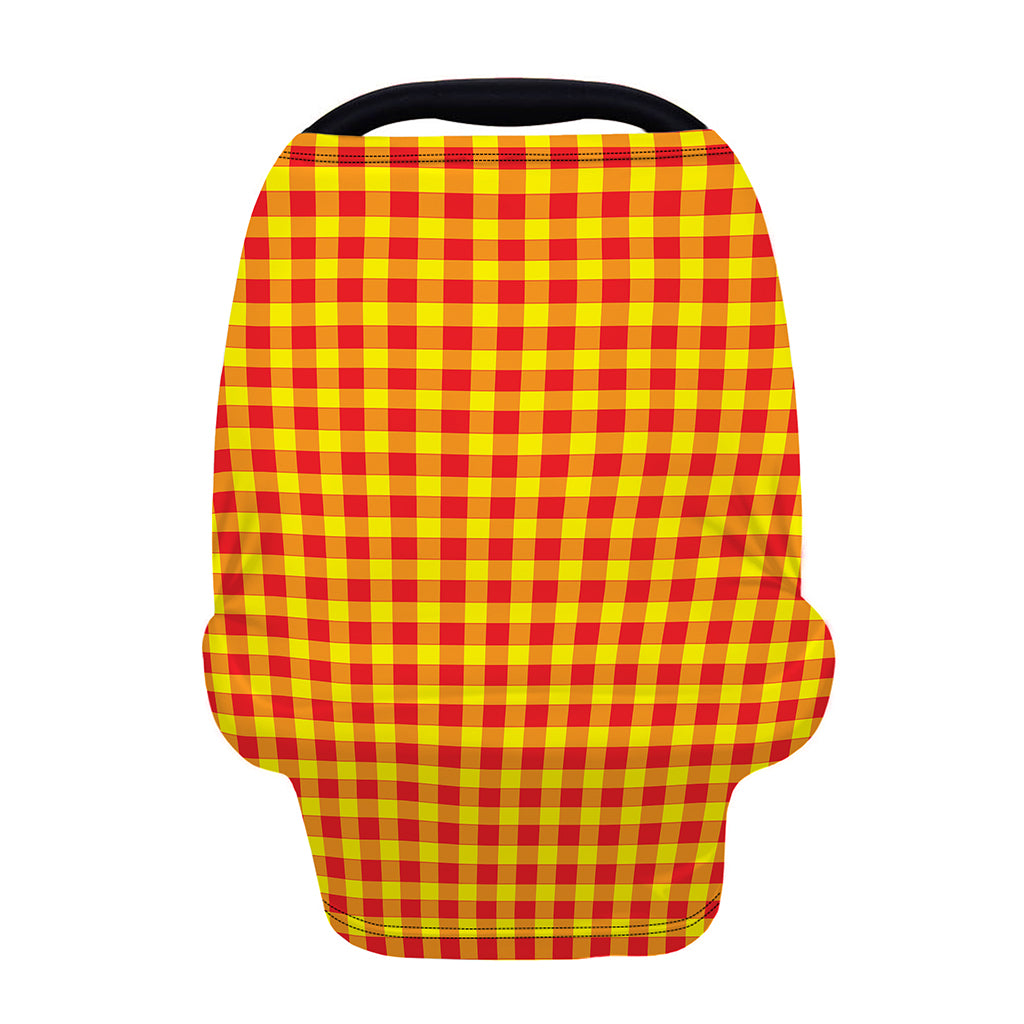 Red And Yellow Check Pattern Print Baby Seat Cover