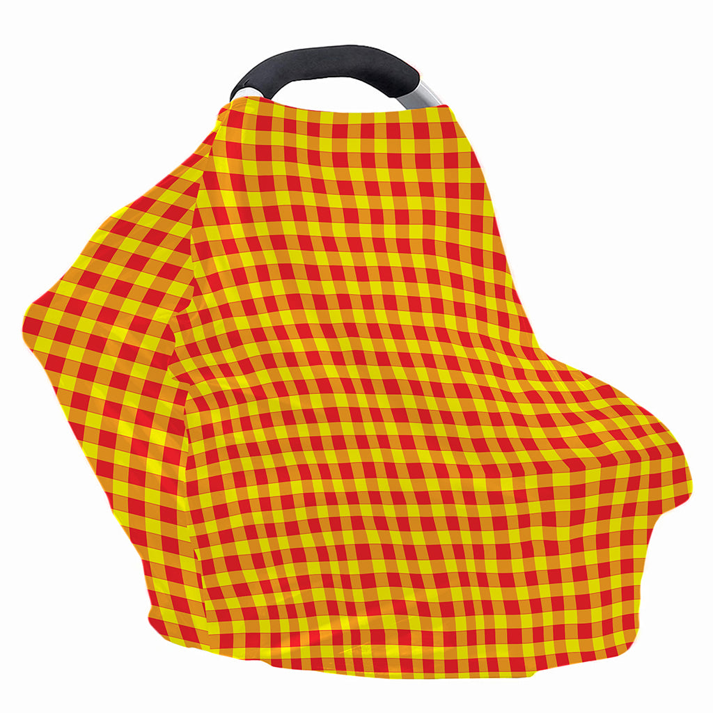 Red And Yellow Check Pattern Print Baby Seat Cover