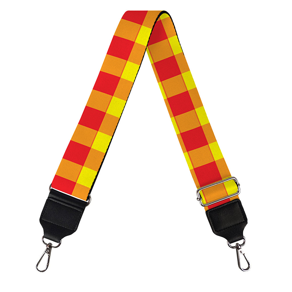 Red And Yellow Check Pattern Print Bag Strap