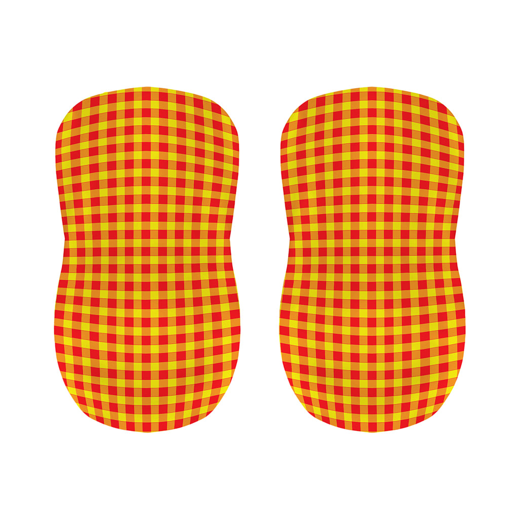 Red And Yellow Check Pattern Print Bar Stool Covers